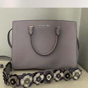 Michael Kors Lavender Satchel with Floral Strap